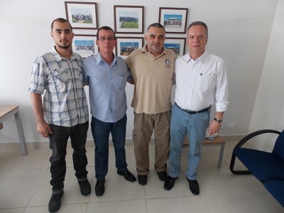 Legenda: (esquerda para a direita) instrutor Lucas, instrutor e GCM Reinaldo Almendro, mestre Nogueira e coronel Marco Antonio Augusto.