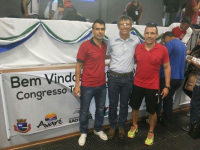 (da esquerda para a direita), Zé Carlos, Giba e Augusto, representantes da Secretaria Municipal de Esportes, que acompanharão a delegação ituana nos Jogos Regionais do Idoso.